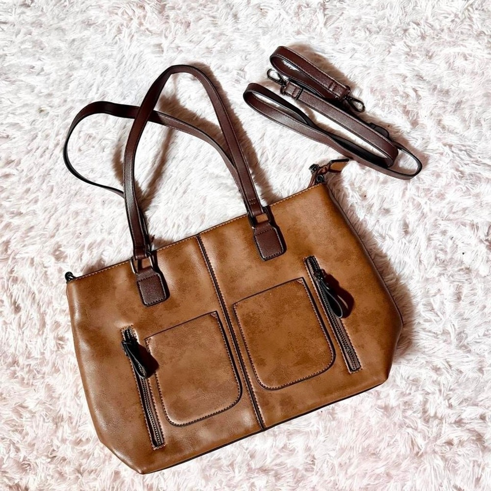 Classic Timeless Faux Leather‎ Shoulder Bag Large Crossbody Scholar Campus Retro
